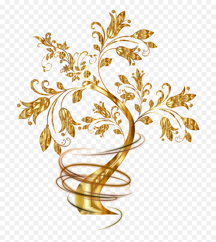 Gold Golden Tree Trees Swirl Swirls Fantasy - Clear Emoji,Swirl Design Png