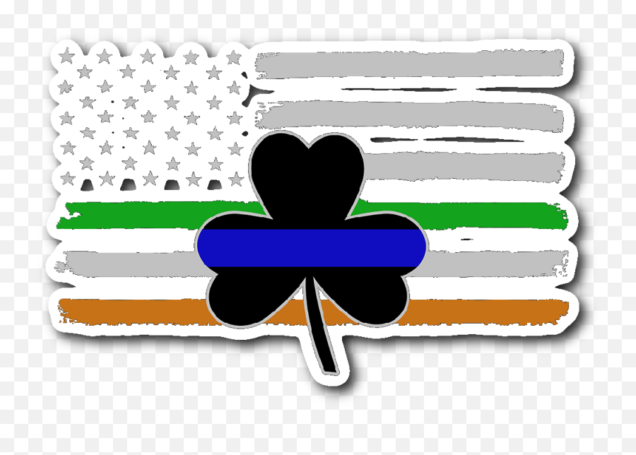 Thin Blue Line Shamrock U0026 Irish Flag Sticker Decal Emoji,Ireland Flag Png