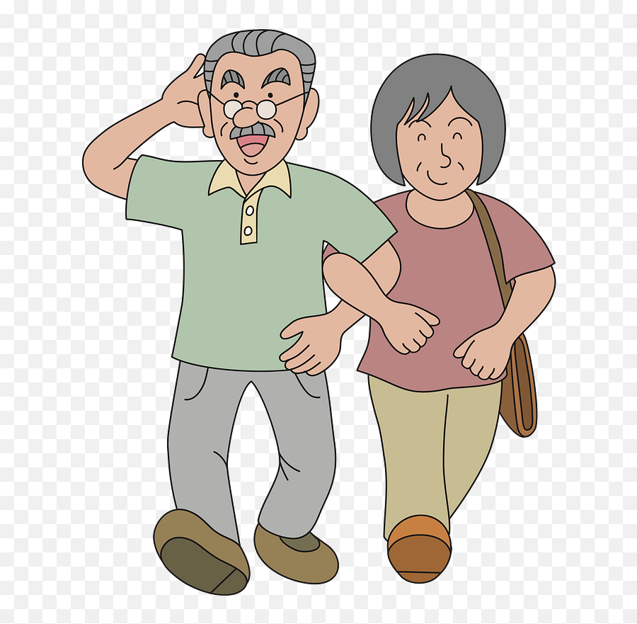Senior Couple Walking Clipart - Transparent Cartoon Grandparents Clipart Emoji,Walking Clipart