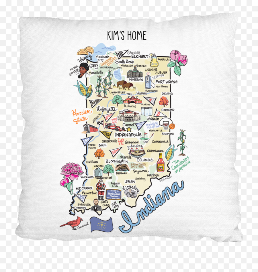 Custom Indiana Map Pillow Emoji,Indiana Outline Png
