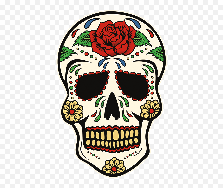 Tee Shirt Dia De Los Muertos Clipart - Full Size Clipart Sugar Skull Designs With Rose On Forehead Emoji,Sugar Skull Clipart