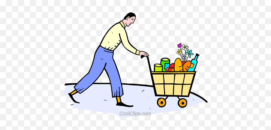 Shopping Cart Of Groceries Royalty - Uomo Con Il Carrello Della Spesa Emoji,Shopping Carts Clipart