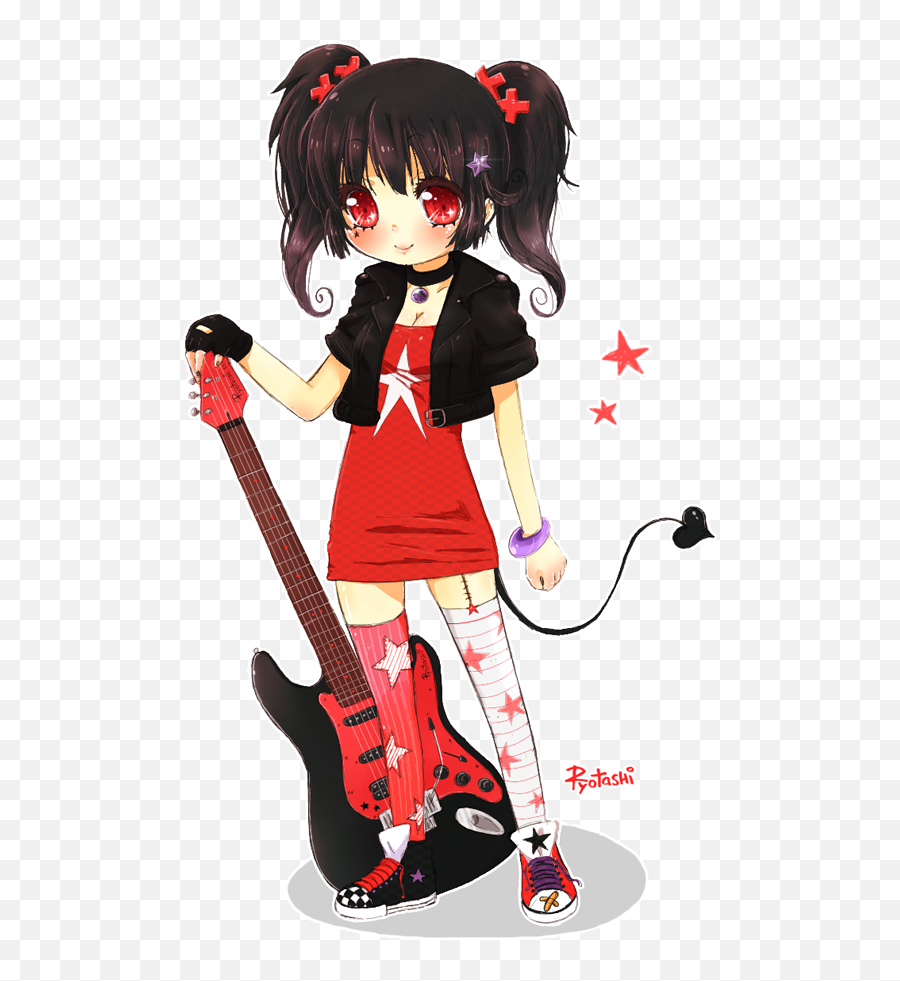 Anime Guitar Girl Png Clipart Png Mart - Anime Girl No Background Guitar Emoji,Anime Girls Png