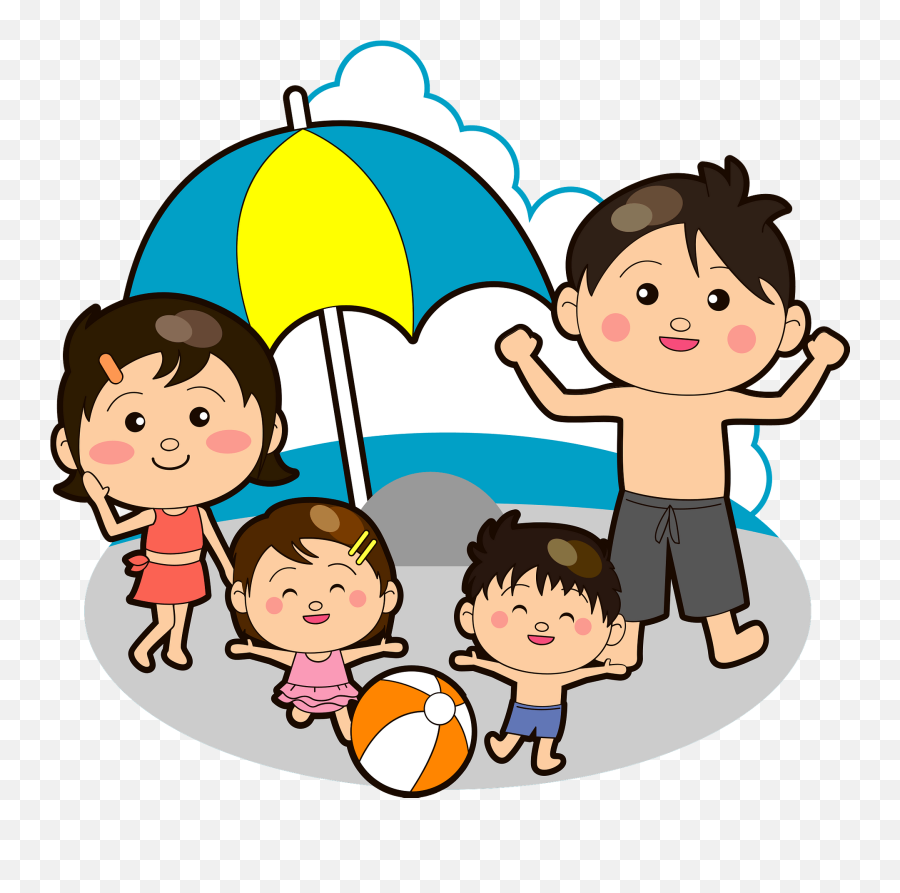 Family Is At The Beach Clipart - Family In The Beach Clipart Emoji,Beach Clipart