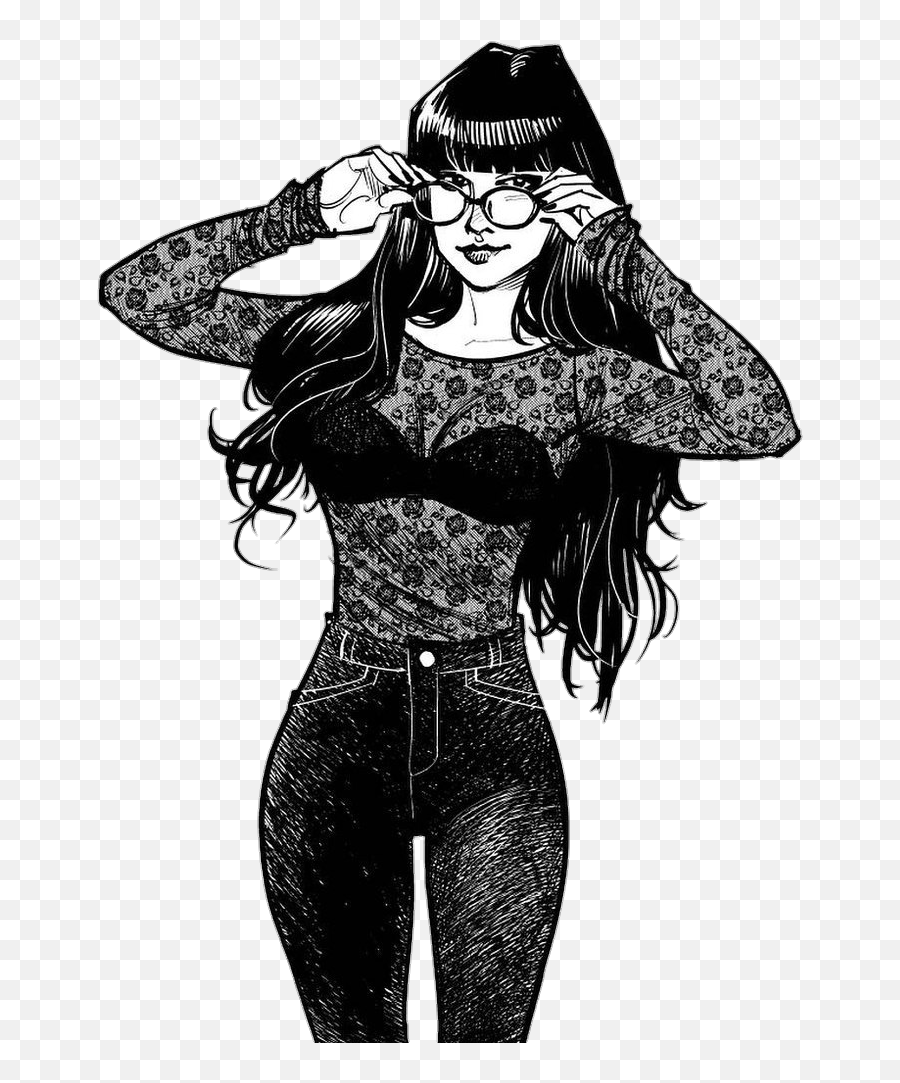 Girl With Glasses Drawing Tumblr Wallpapers - Top Free Girl Emoji,Tumblr Girl Png