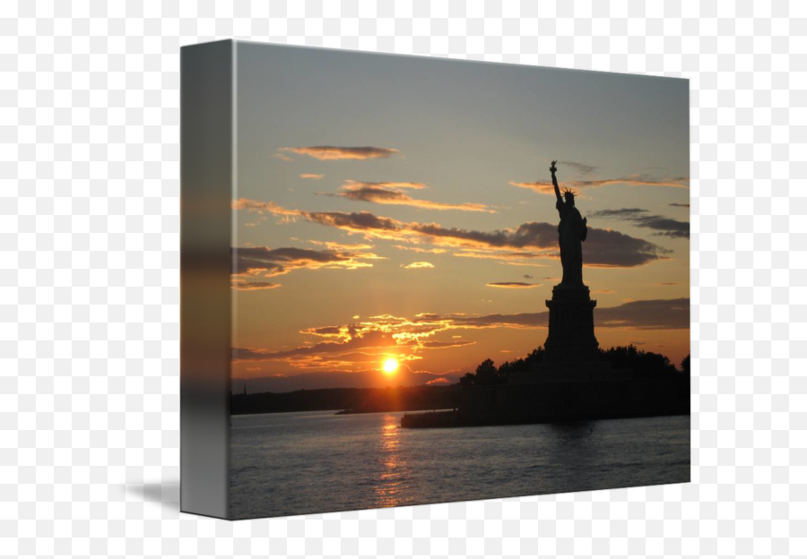 Statue Of Liberty At Sunset By Cathryn Flandina Emoji,Statue Of Liberty Silhouette Png