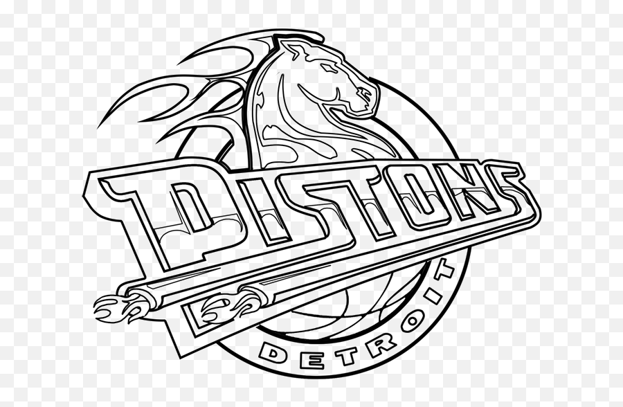 Learn How To Draw Detroit Pistons - Detroit Pistons Logo Png Black And White Emoji,Detroit Pistons Logo