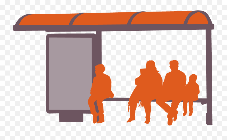 Bus Stop 2 Orange Clipart Png Download - Silhouettes Of Cartoon People In Bus Png Emoji,Orange Clipart