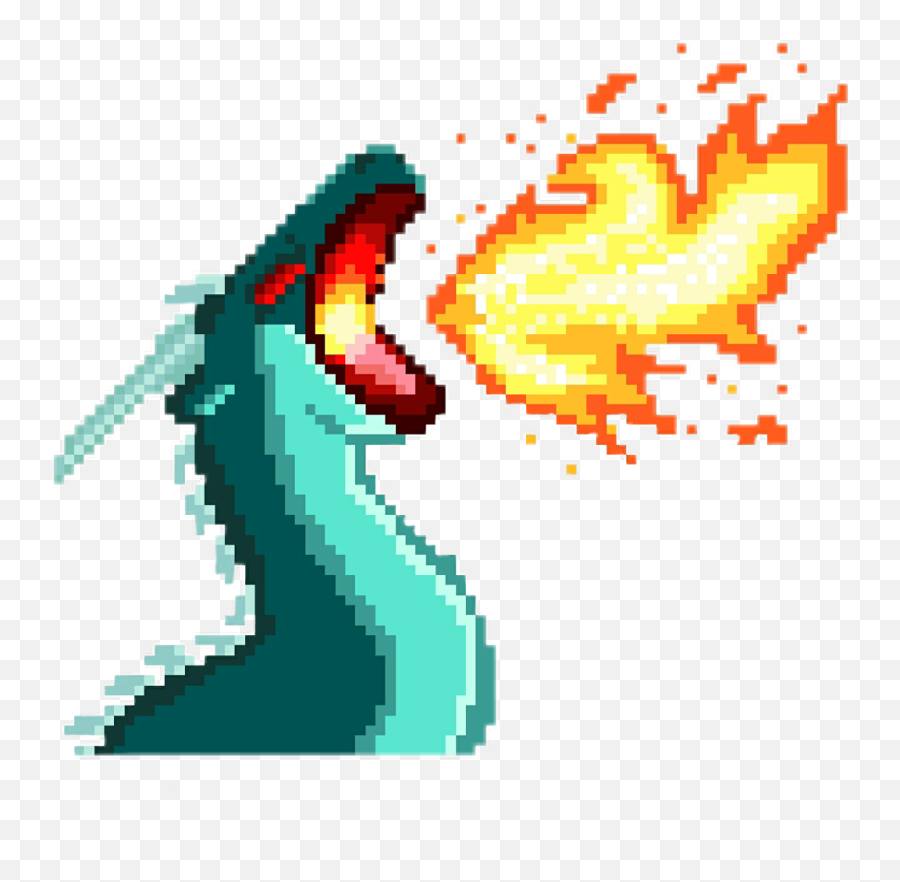 Dragon Pixel Pixelart Pixelated Pixels Fire - Fire Pixel Art Dragon Fire Emoji,Fire Dragon Png