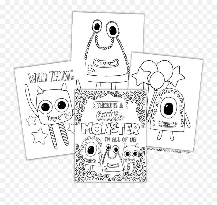 Monster Coloring Pages 4 Cute And Silly Monsters For Kids Emoji,Coloring Pages Png