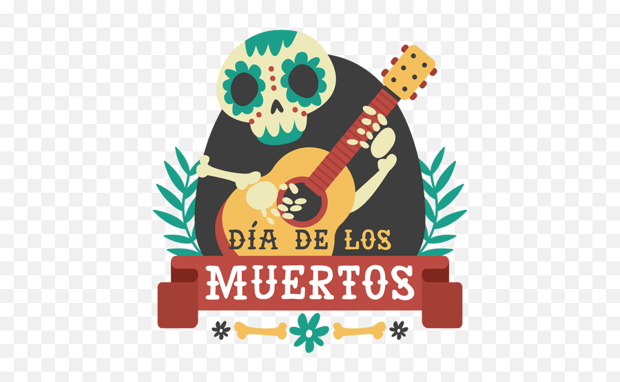 Day Of The Dead Skeleton Guitar Logo - Dia De Muertos Mexico Png Emoji,Guitar Logo