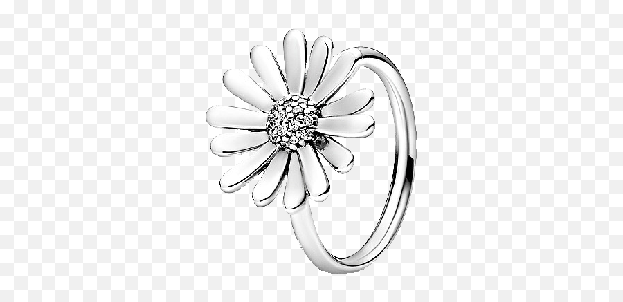 925 Sterling Silver Pave Daisy Flower Statement Finger Ring Emoji,Daisy Flower Crown Transparent