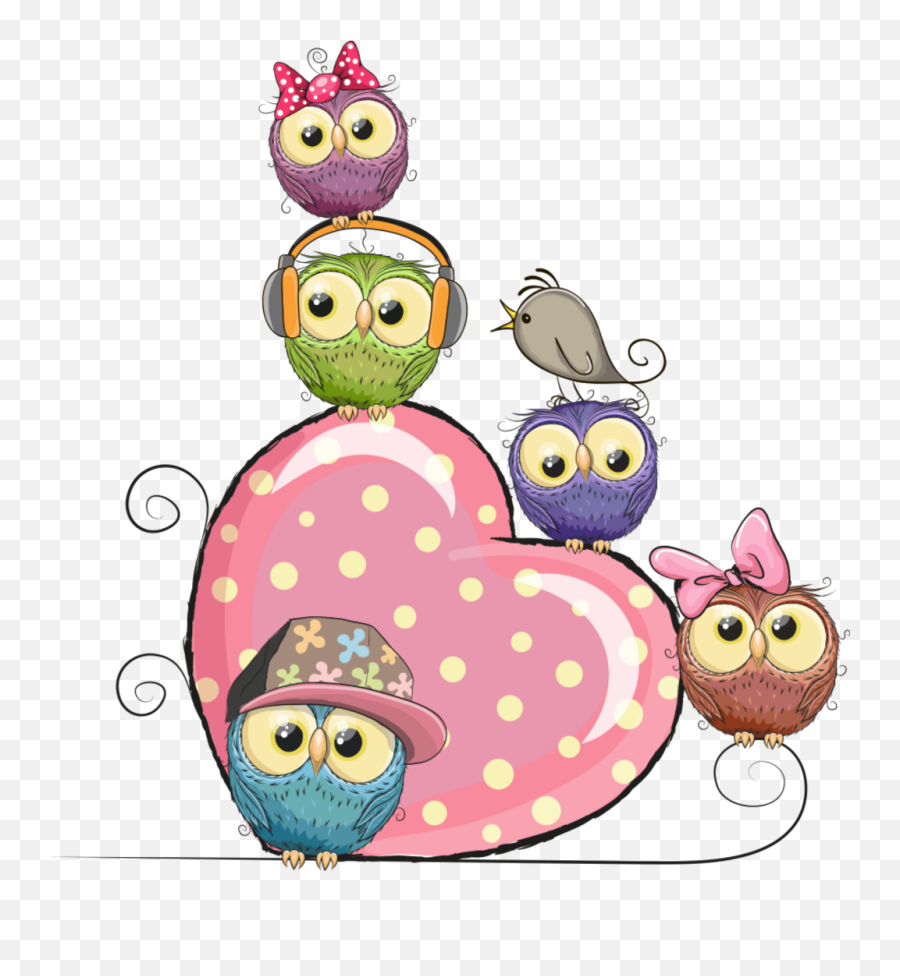 Pink Owl And Illustration Owls Vector Hearts Clipart - Owls Emoji,Owls Clipart