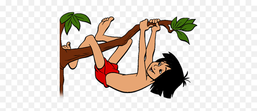 Jungle Book - Mowgli On A Tree Hd Png Download Original Jungle Book Clipart Emoji,Jungle Tree Png