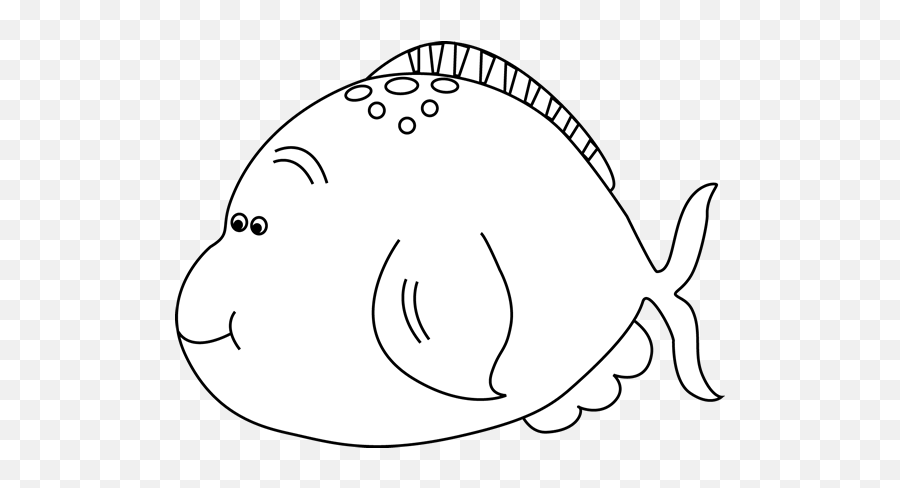 Black And White Cute Fat Fish Clip Art - Fat Fish Clip Art Emoji,Fish Clipart Black And White