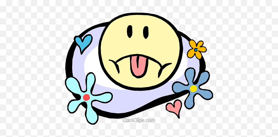 Sad Face In Flower Power Motif Royalty Free Vector Clip Art Emoji,Frowny Face Clipart