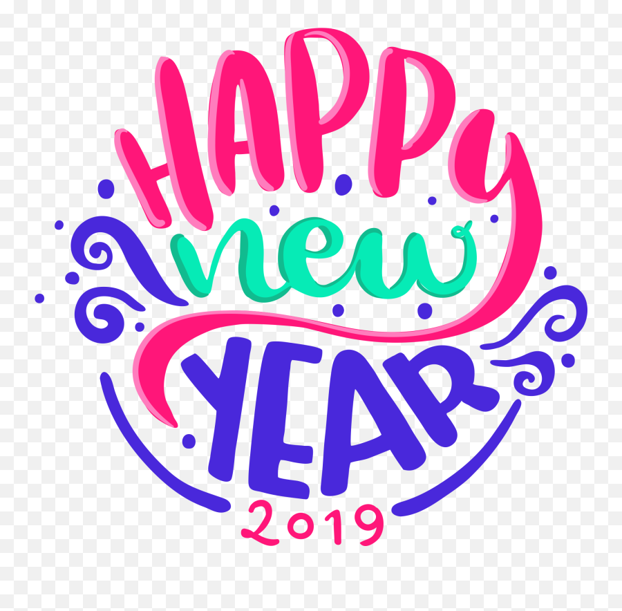 Happy New Year Png Image Free Download Searchpngcom - Happy New Year Png Design Emoji,Happy New Year 2019 Png