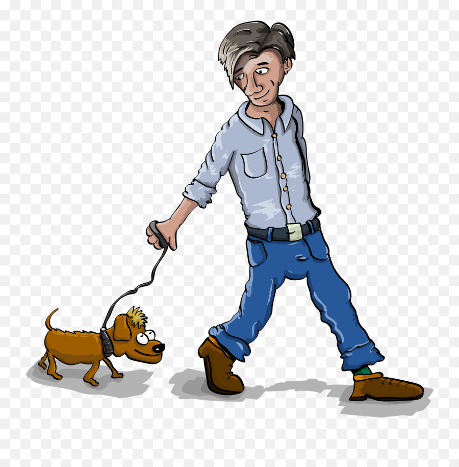 Clipart Person Walking Dog Transparent - Man Walking Dog Emoji,Service Clipart