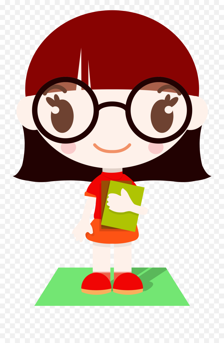 Anime - Girl Nerd Clipart Full Size Png Download Seekpng Emoji,Nerd Glasses Transparent Background