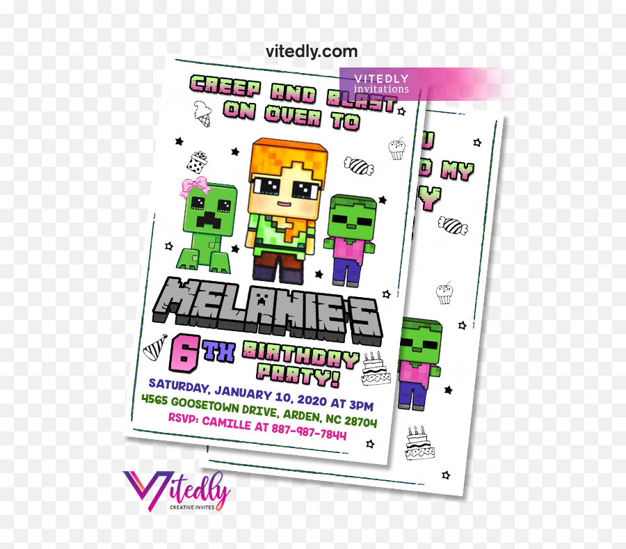 Minecraft Invitation For Girls U2013 Vitedly Emoji,Minecraft Health Bar Png