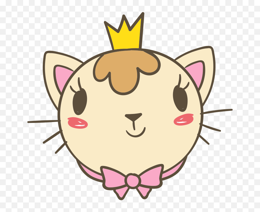 Cute Cat Princess Head Cartoon Clipart - Princess Cat Clipart Emoji,Cute Cat Clipart