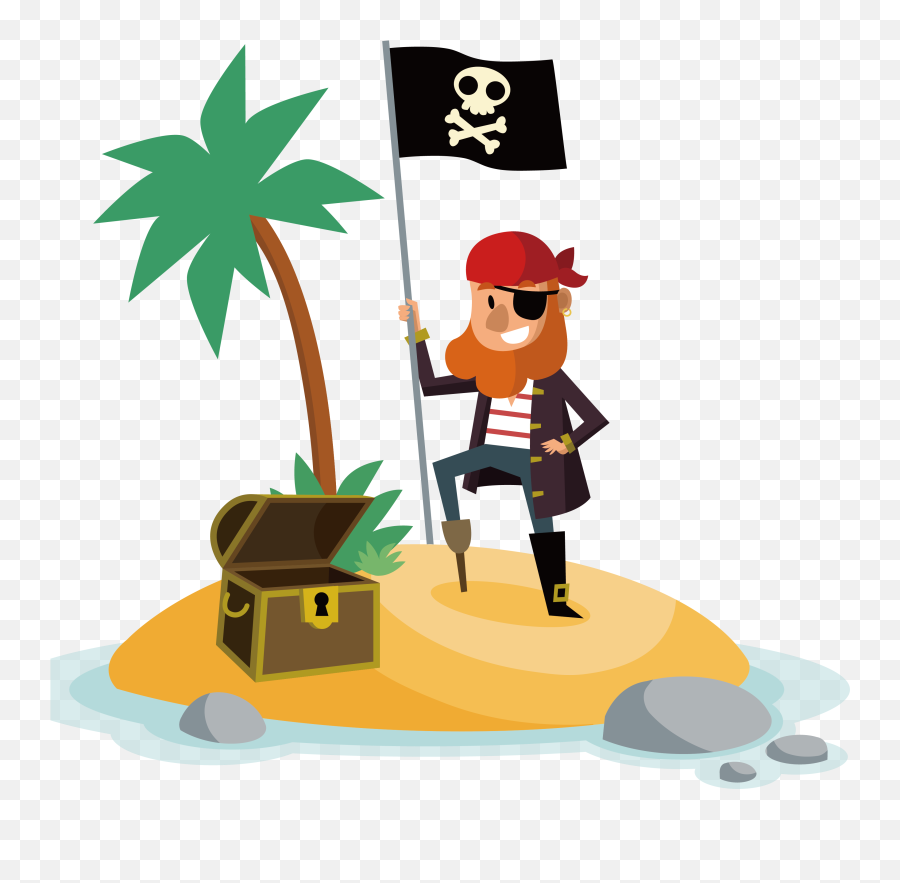Treasure Hotel And Casino Vector Black And White Library - Pirate On Island Drawing Emoji,Treasure Clipart