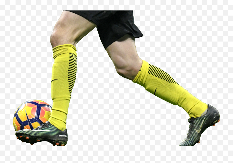 Download A Player Dribbling With The Soccer Ball At His Feet - Soccer Ball Foot Background Emoji,Leg Png