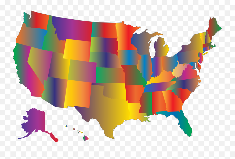 294 - Colorful Prismatic Chromatic Rainbow United States 1965 Senate Map Emoji,U S A Clipart