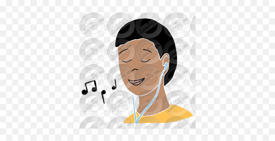 Listen To Music Stencil For Classroom Therapy Use - Great For Adult Emoji,Listen Clipart