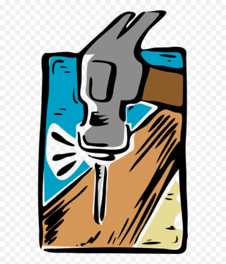 Download Hammer Nail Wood Plank - Hammering A Nail Clipart Hammer And Nail Funny Clipart Emoji,Wood Clipart