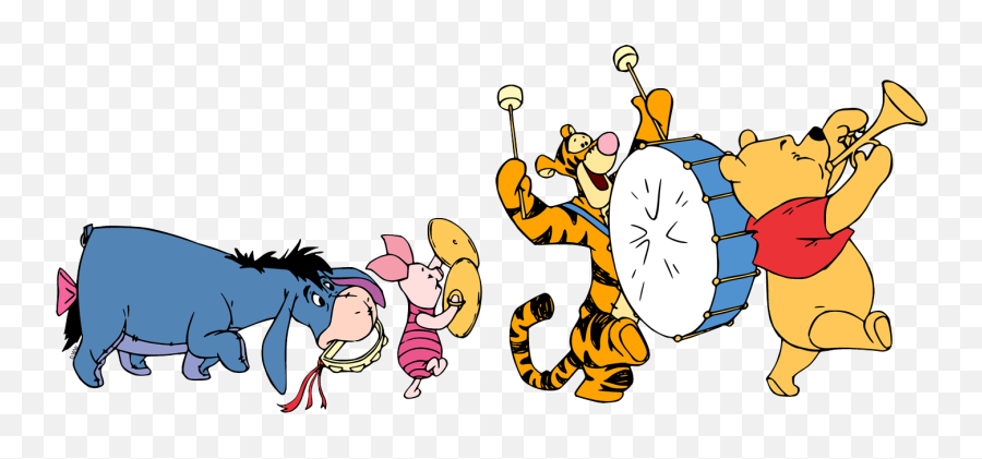 Pooh Piglet Tigger And Eeyore Clip - Language Emoji,Marching Band Clipart