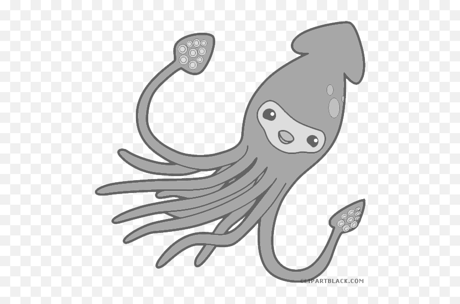 Squid Animal Free Black White Clipart - Squid Chibi Transparent Background Emoji,Squid Clipart