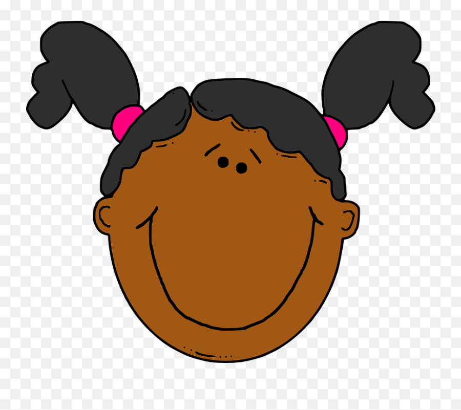 Library Of Happy Royalty Free Library Girl Black Png Files - Brown Girl Cartoon Face Emoji,Happy Clipart