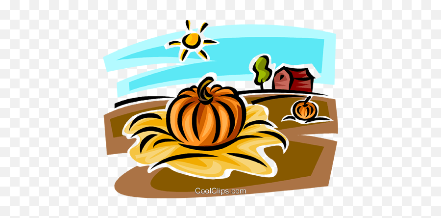 Pumpkin In Farmers Field Royalty Free Vector Clip Art - Gourd Emoji,Pumpkin Patch Clipart