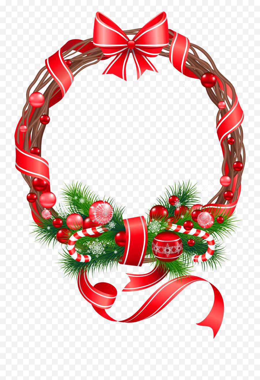 Christmas Png Wreath Ornament Clipart - Christmas Wreath Designs Png Emoji,Wreath Clipart