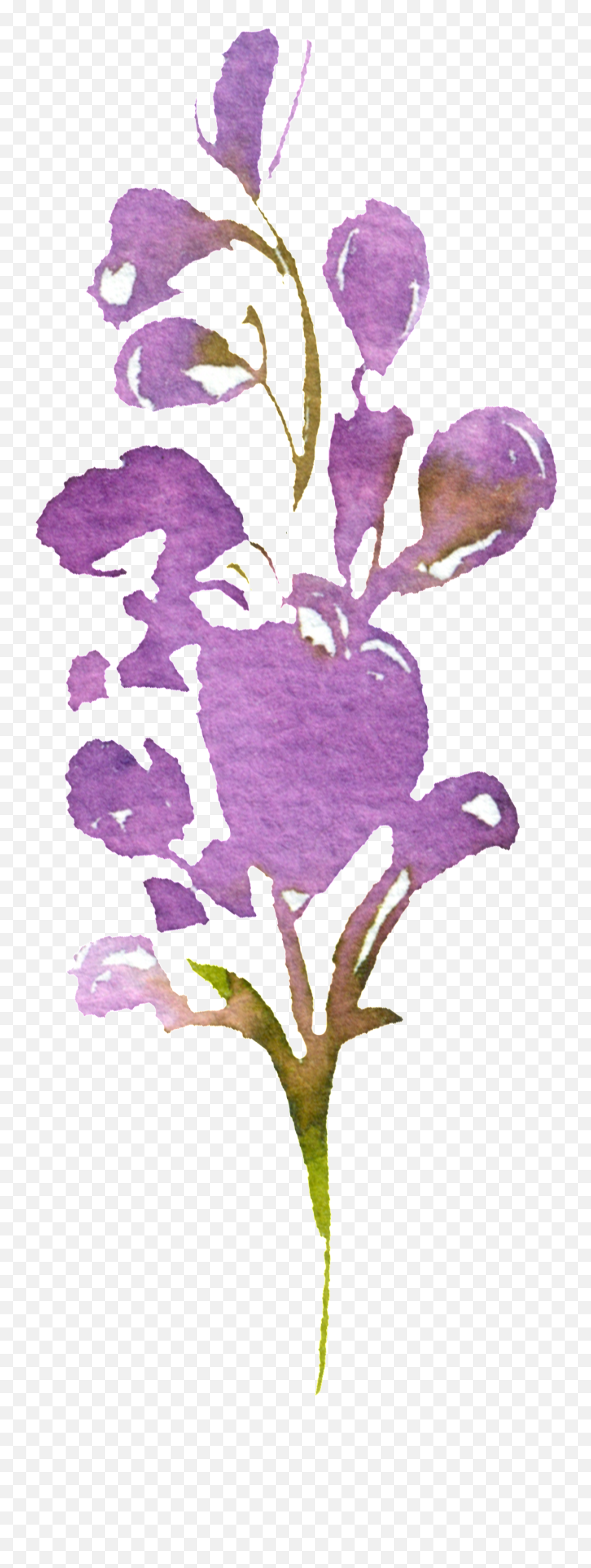 Hand Painted Purple Watercolor Flower Png Transparent Emoji,Purple Watercolor Png