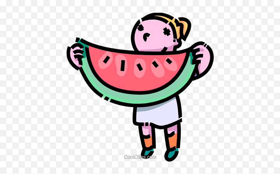 Girl With A Huge Piece Of Watermelon Royalty Free Vector Emoji,Cute Watermelon Clipart
