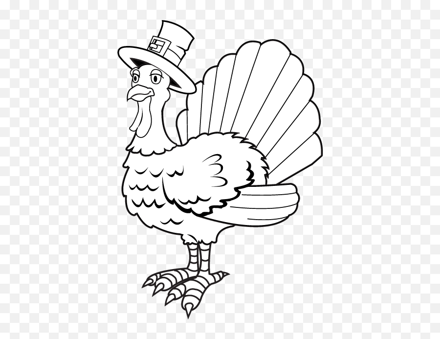 Download A Large Turkey With A Pilgrim - Thanksgiving Pictures Black Background Turkey Emoji,Thanksgiving Clipart Black And White