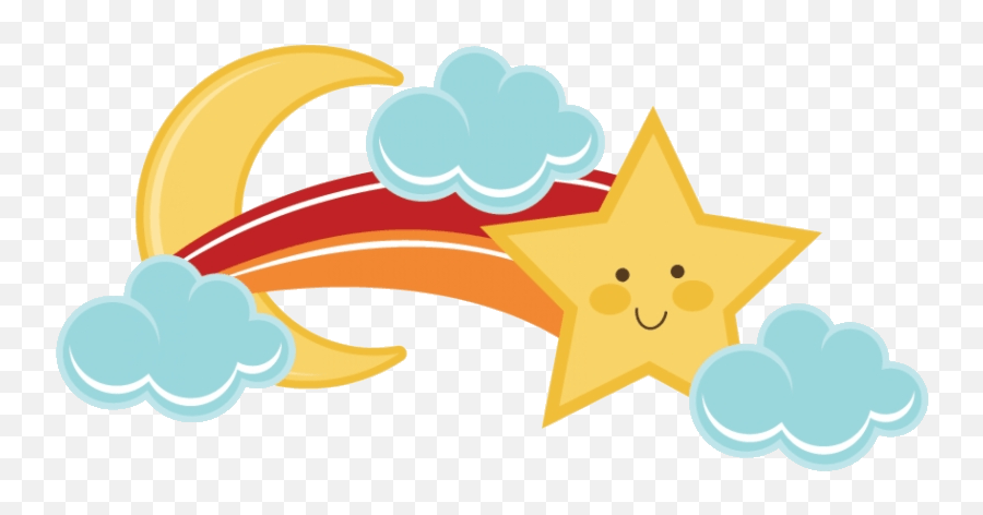 Shooting Star Cute Clipart Moon Clip Art Free - Fastclipart Emoji,Moon And Star Clipart