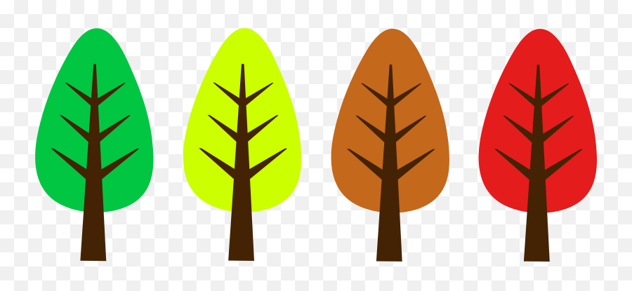 Set Of Cute Miniature Autumn Trees - Simple Tree Clipart Emoji,Fall Tree Clipart