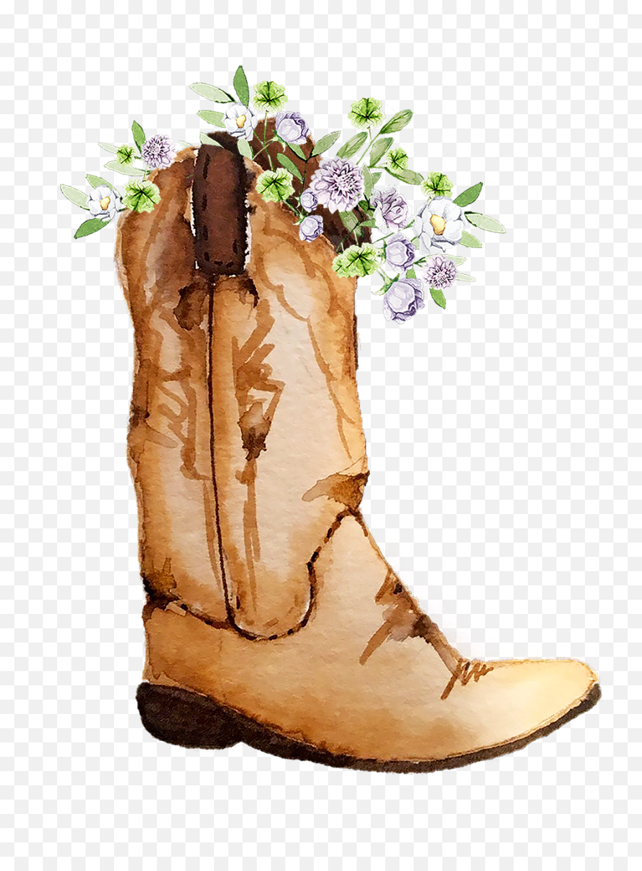 Cowboy Boots And Flowers Png Free - Watercolor Cowboy Boot Png Emoji,Cowboy Boots Clipart