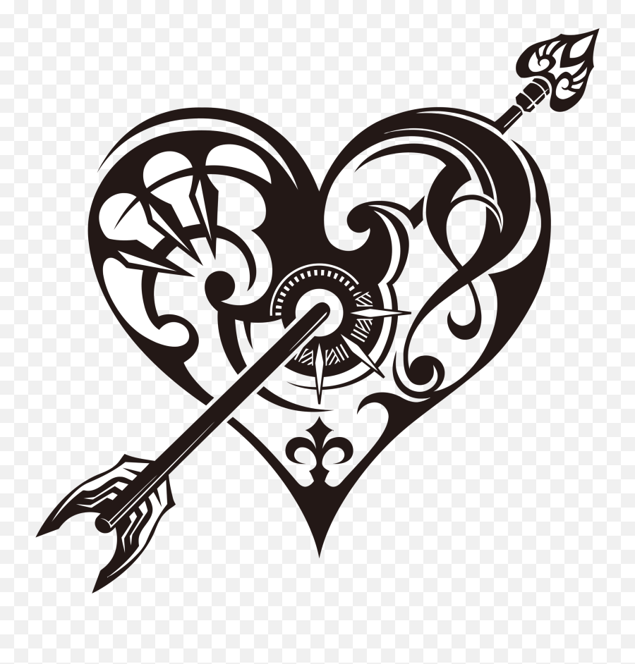 Tribal Pierced Heart Clipart - Tribal Heart Tattoo Design Emoji,Tribal Arrow Png