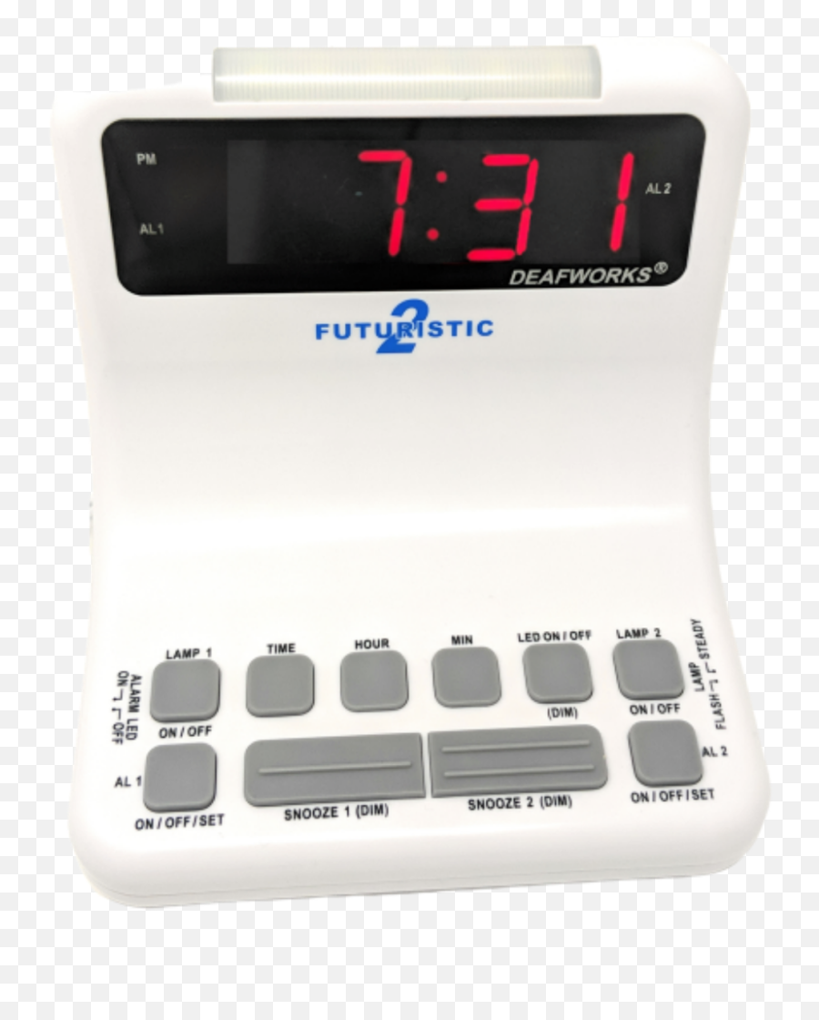 Deafworks Futuristic 2 Dual Alarm Clock With Flashing Or Steady Light Mode And Dual Usb Charging Ports - White Office Equipment Emoji,Futuristic Png
