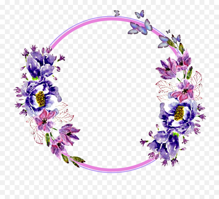Download Hd Flower Circle Png Flowers Stickers Garland - Background Flower Sticker Purple Emoji,Flower Transparent