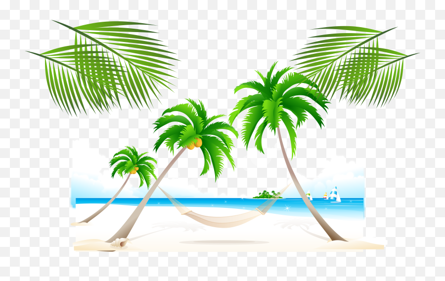 Download Trees On The Beach Clipart - Free Vector Beach Emoji,Beach Clipart