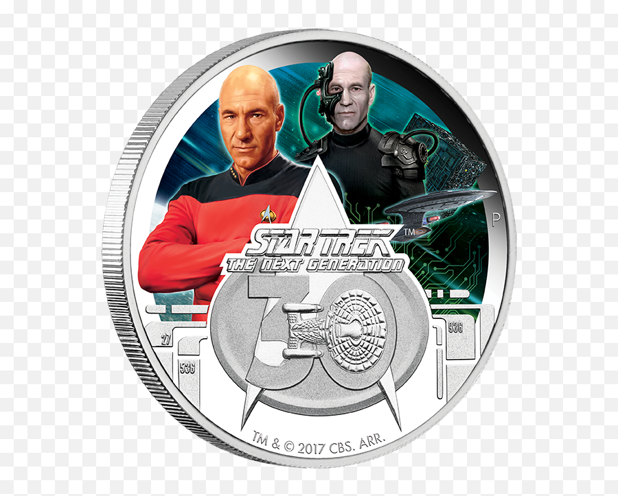 Star Trek The Next Generation 30th Anniversary 2017 1oz Silver Proof Coin Emoji,Star Trek Next Generation Logo