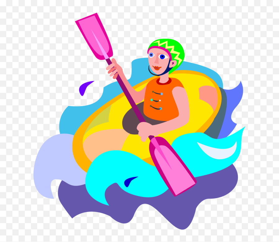 Vector Illustration Of Extreme Water Sports Whitewater - Boating Emoji,Kayaker Clipart