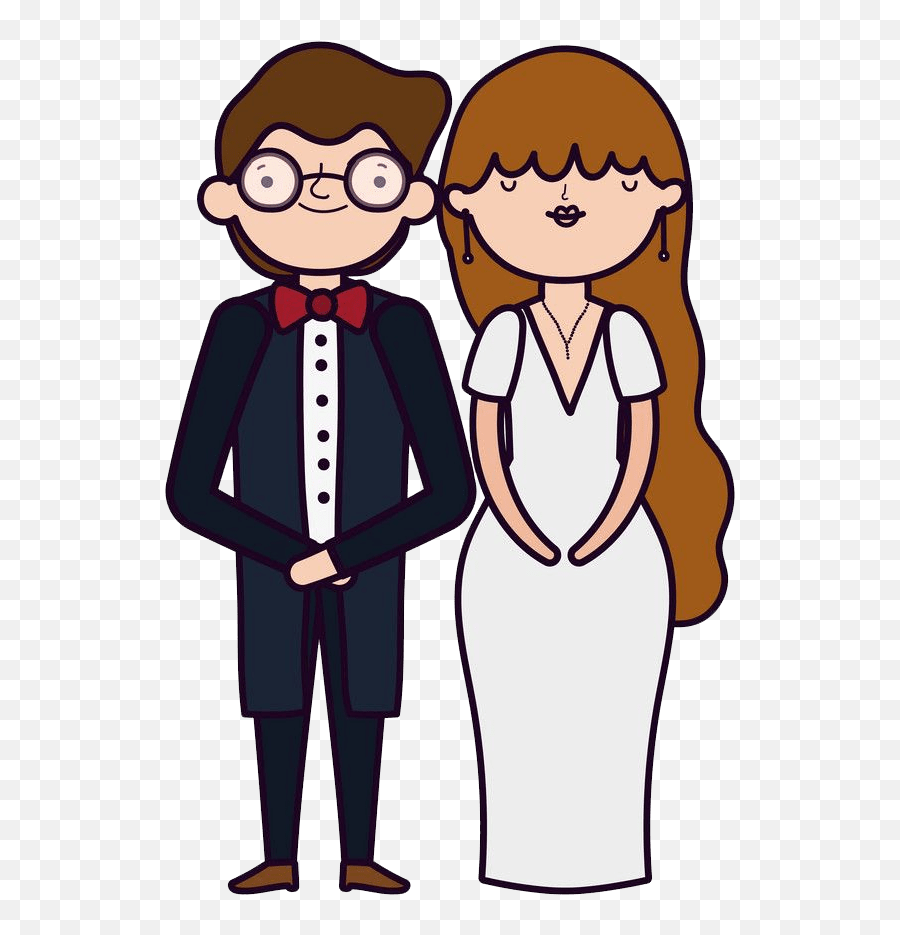 Bride And Groom In Elegant Suits Png Transparent - Clipart World Emoji,Suits Clipart