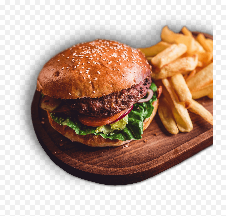 Download Burger And Fries - Hamburger Full Size Png Image Banner Burger Cdr Emoji,Hamburger Png