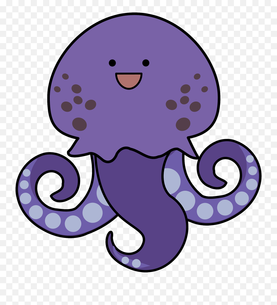Cute Purple Squid Clipart - Cartoon Octopus Tank Emoji,Squid Clipart